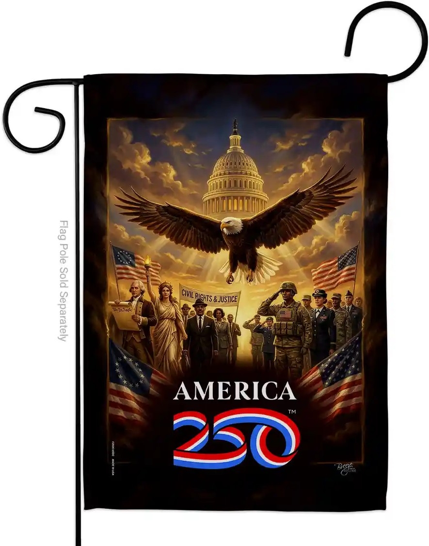Justice & Service USA 250 Garden Flag