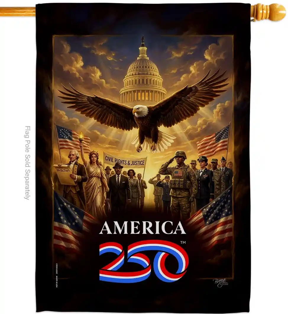 Justice & Service USA 250 House Flag