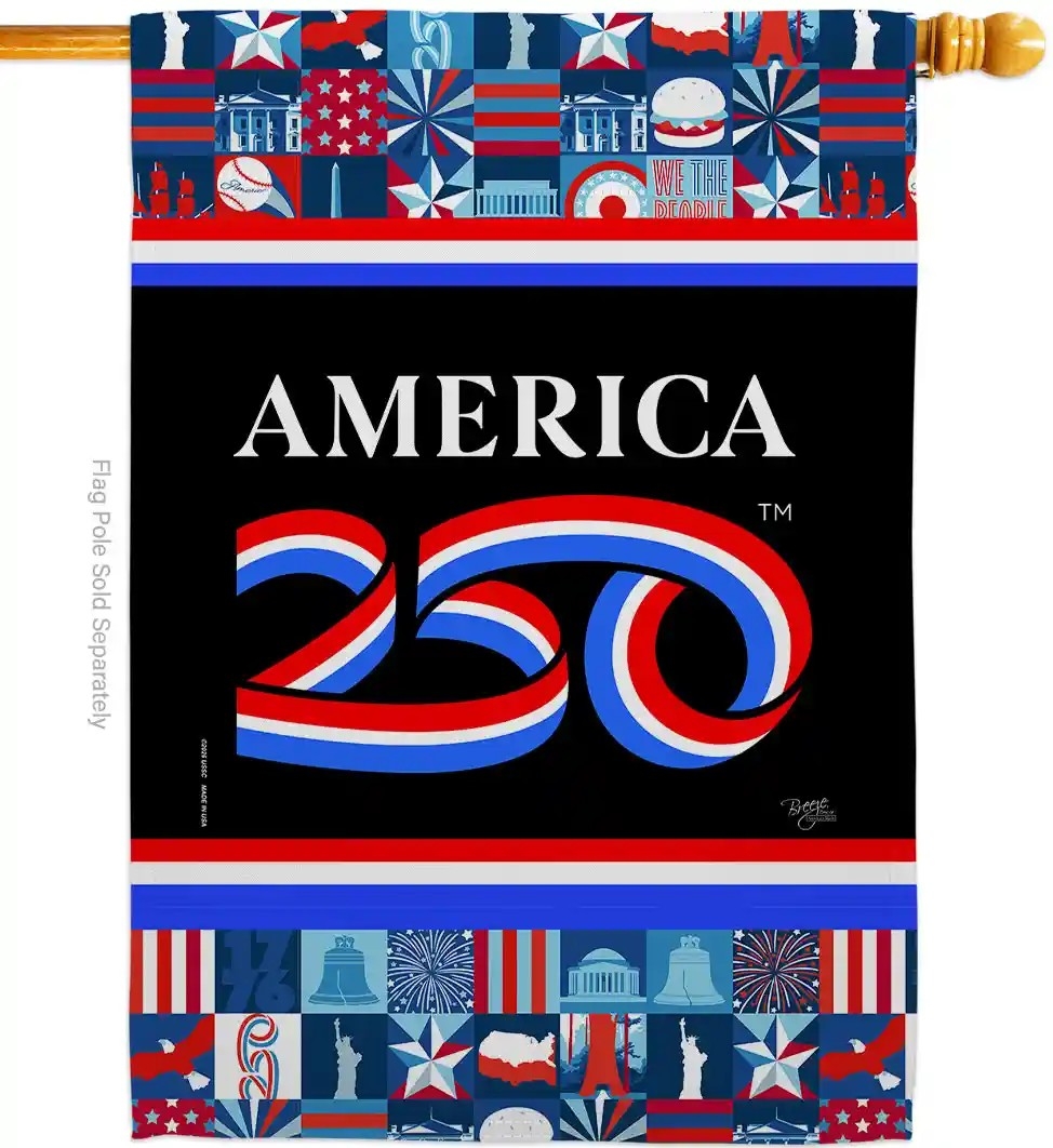 Birthday USA 250 House Flag
