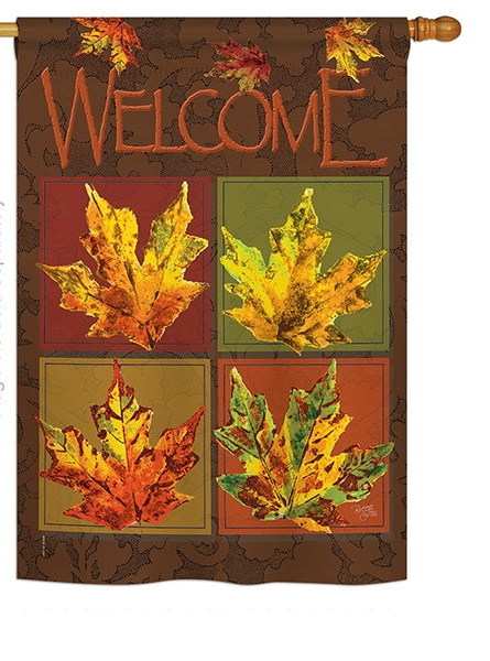 Fall Leaves Collage House Flag