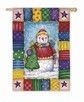 Patchwork Snowman House Flag