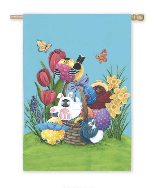 Easter Portly Birds Garden Flag - 1 left