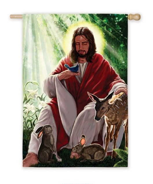 Jesus with Animals Garden Flag