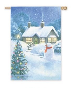 Cozy Winter's Night House Flag