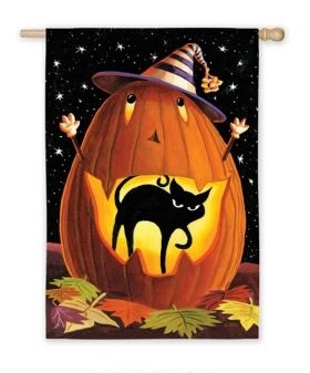 Jack O'Black Cat Garden Flag