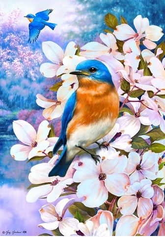 Beautiful Bluebirds Garden Flag
