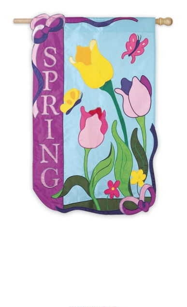 last 1 - applique Spring Has Sprung Garden Flag
