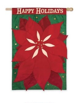 last 1 - applique 3D Poinsettia Garden Flag