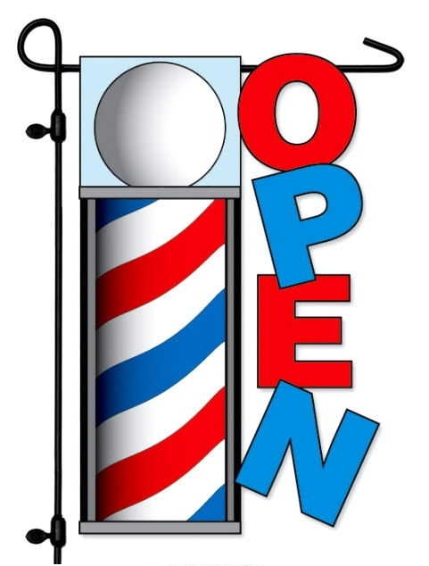 Barber Shop "Open" Garden Flag - 1 left