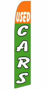 Used Cars (Green) Wind Feather Flag 2.5' x 11.5'