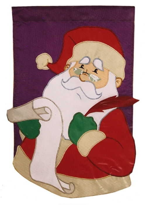 1 left - Applique Santa with List House Flag