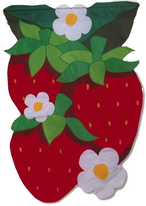 Applique Strawberries House Flag - 1 left