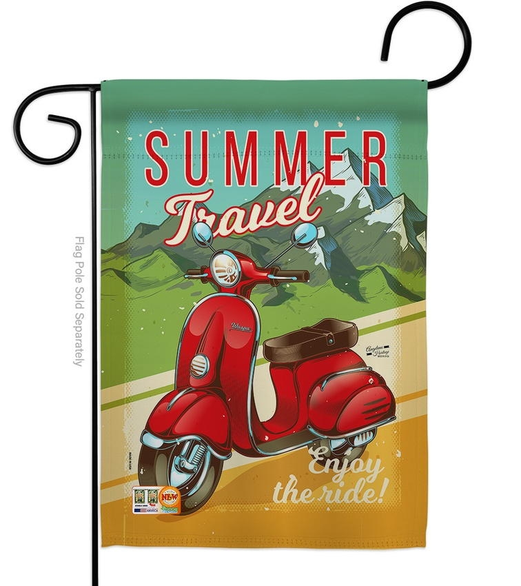 Summer Scooter Travel Garden Flag