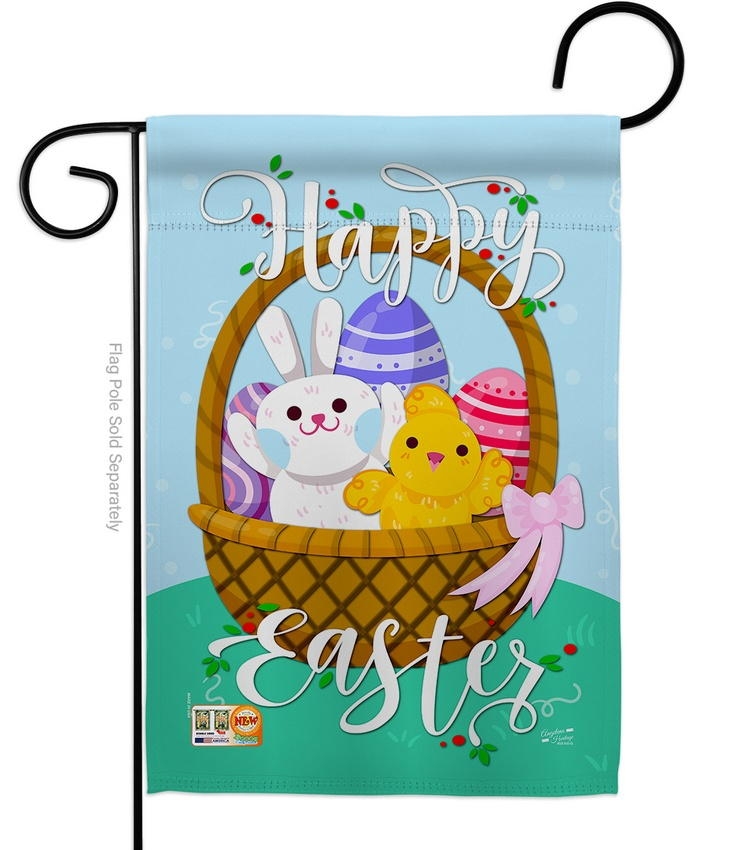 Happy Easter Basket Decorative Garden Flag