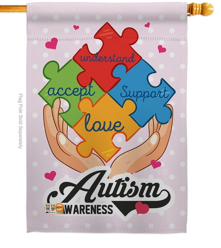 Autism Awareness Support House Flag