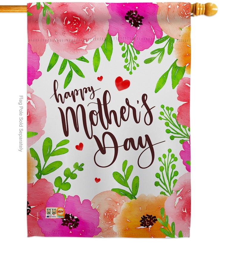 Colorful Happy Mother's Day House Flag