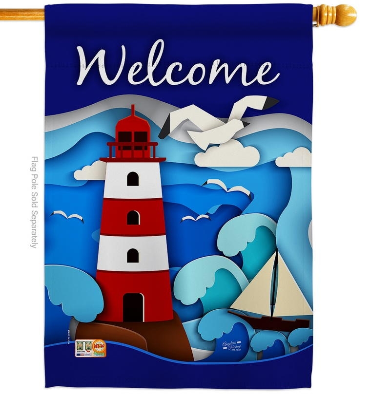 Welcome Red Lighthouse House Flag