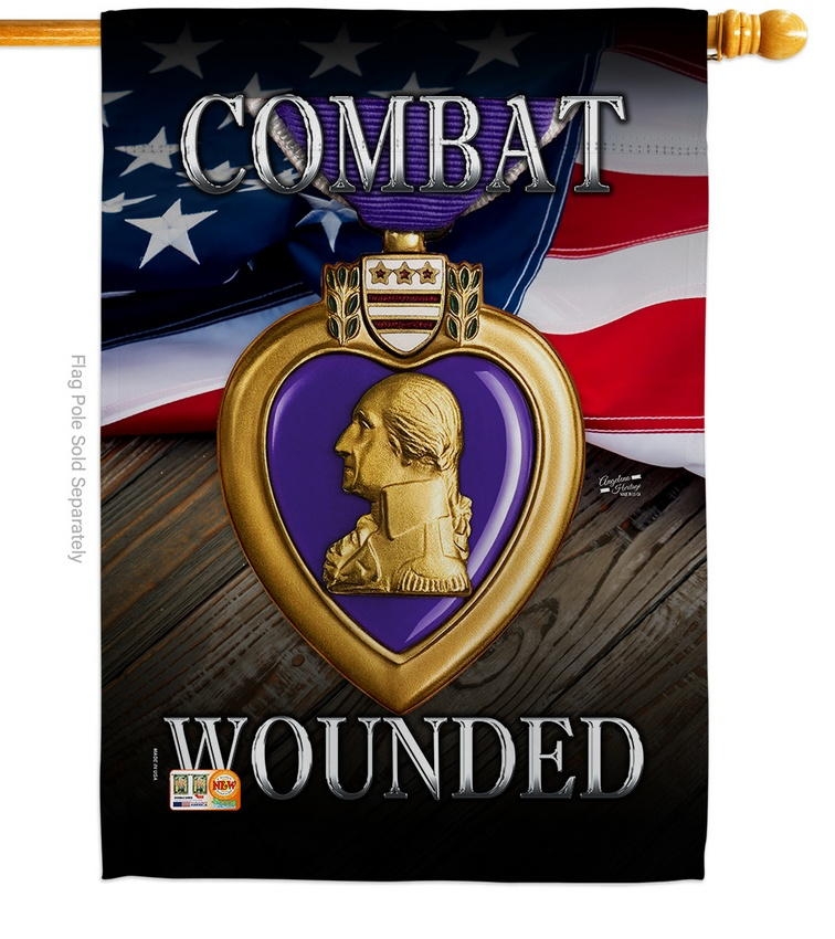 Purple Heart Combat Wounded House Flag