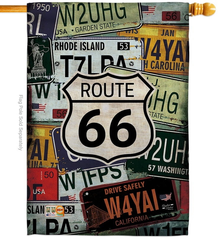 Route 66 Plates House Flag