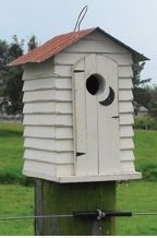 Wooden White Outhouse Birdhouse