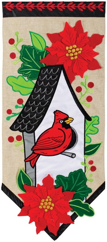 Cardinal Birdhouse Double Applique Banner