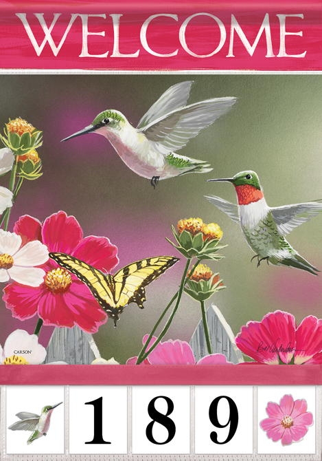 Hummingbirds & Butterflies Garden Address Flag