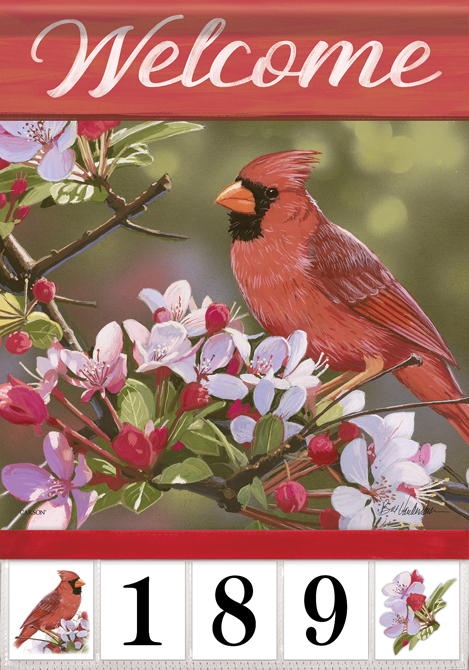 Pretty Cardinal Garden Address Flag