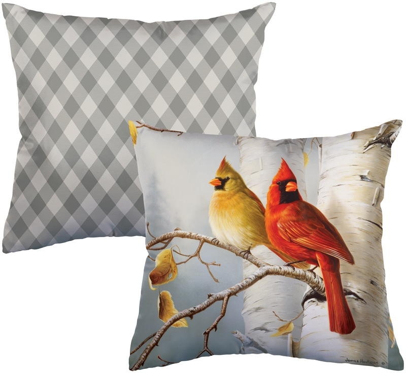 Cardinals & Birch Outdoor Pillow