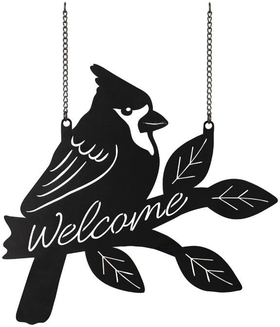 Welcome Cardinal Metal Garden Flag