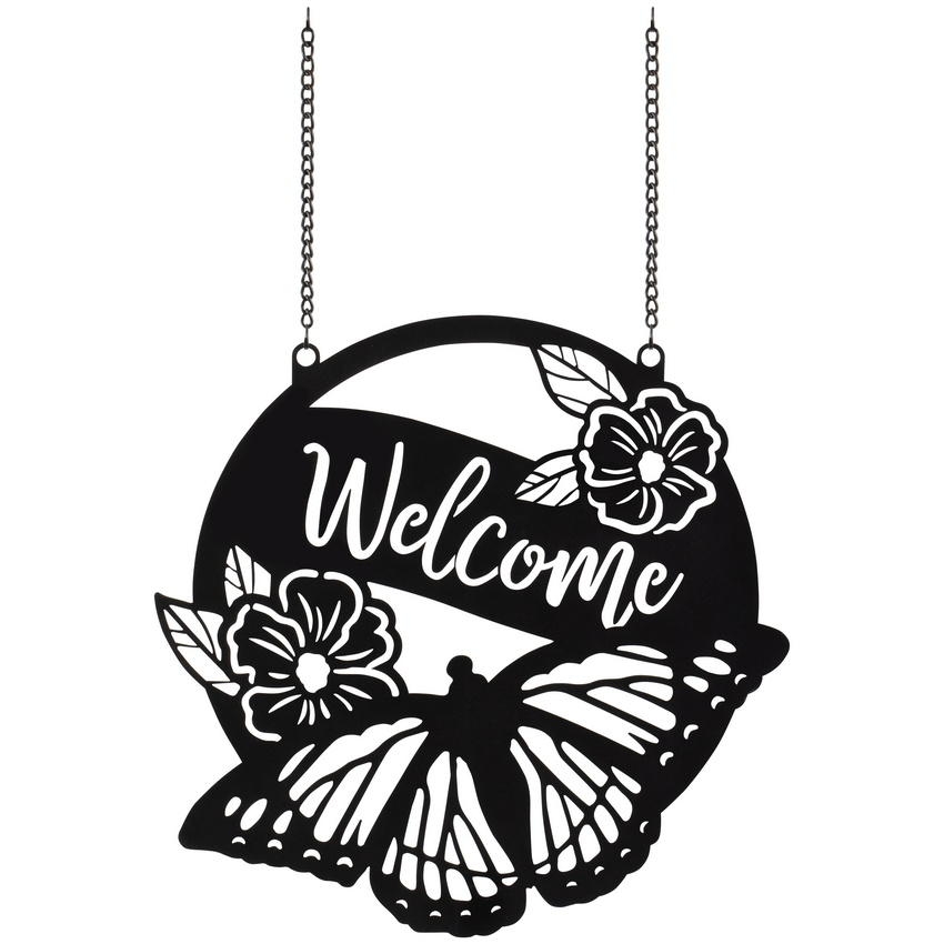 Butterfly Welcome Metal Garden Flag