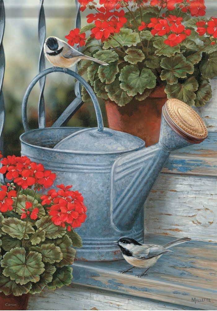 Summer Geraniums House Flag