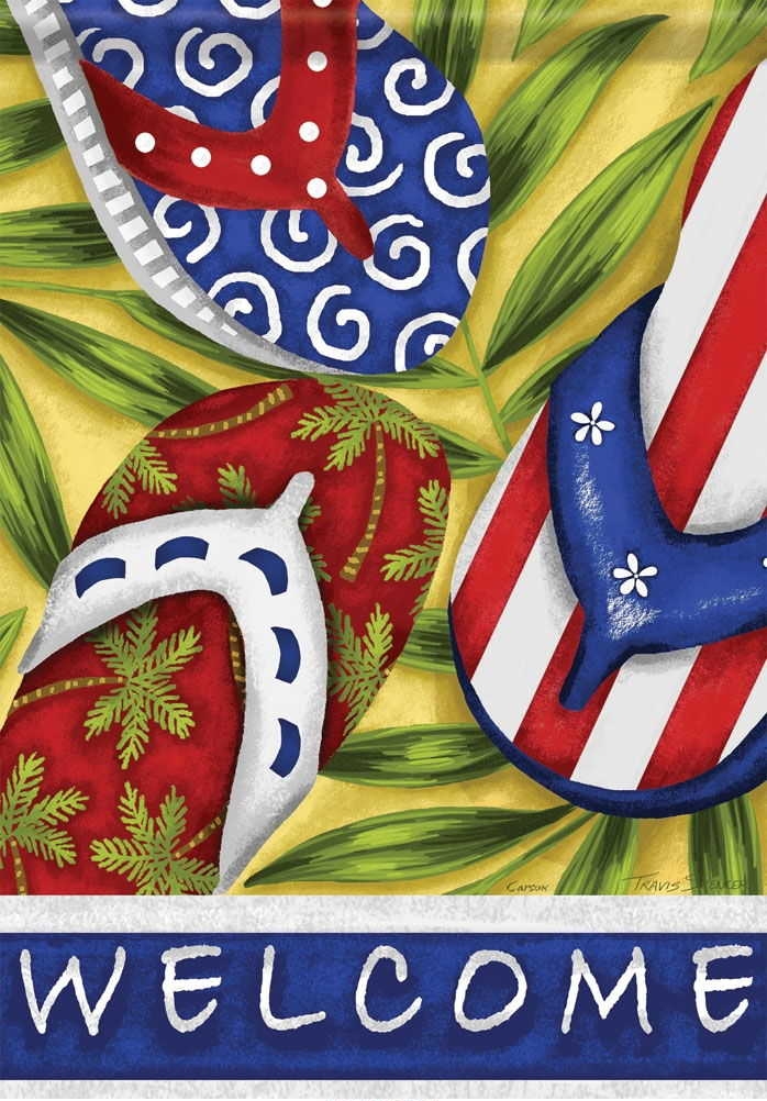 Patriotic Flip Flops Welcome Flag