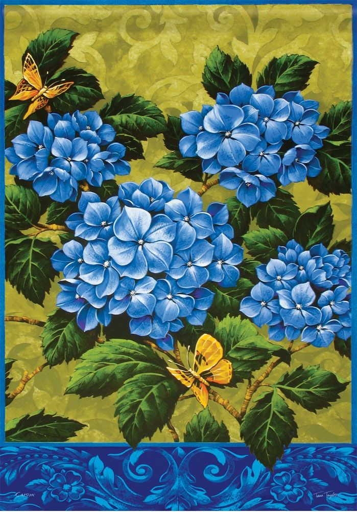 Blue Hydrangea House Flag