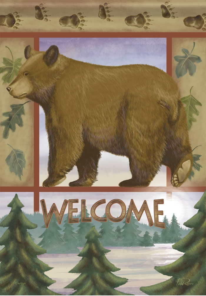 Welcome Bear House Flag