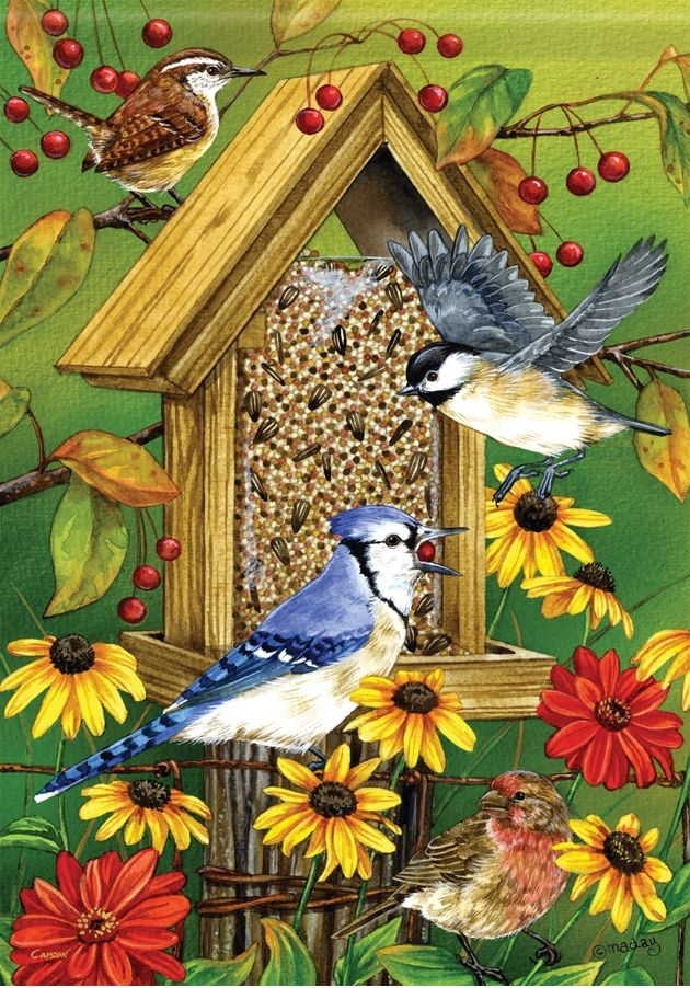 Songbird Feast Garden Flag