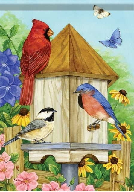 Garden Birdhouse House Flag
