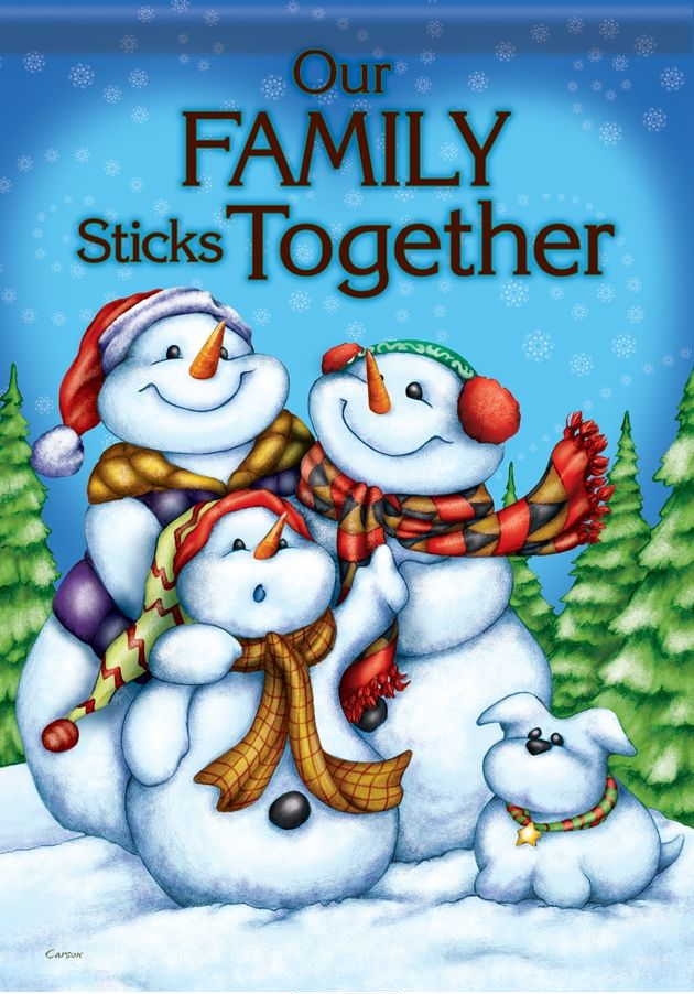 Snowman Family Garden Flag