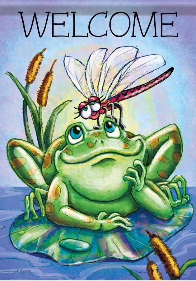 Frog Welcome Garden Flag