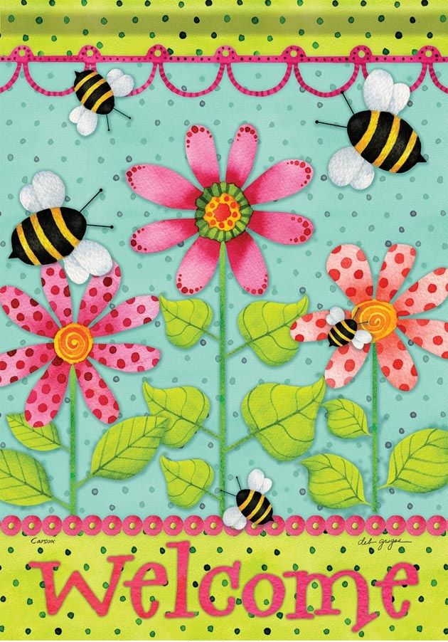 Polka Dot Flowers Garden Flag