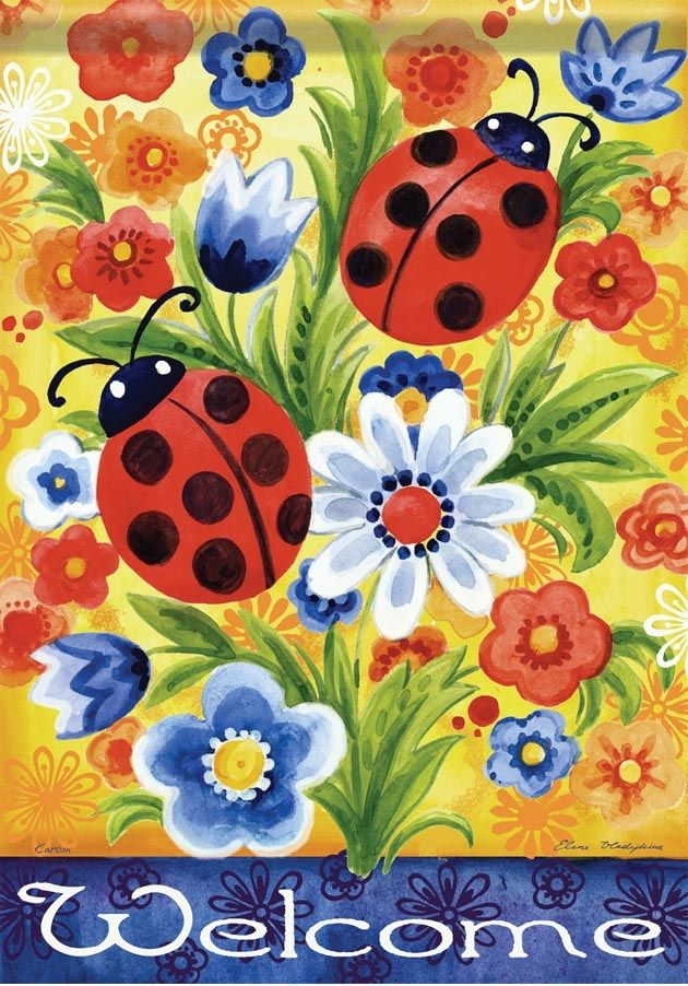 Ladybug Welcome House Flag
