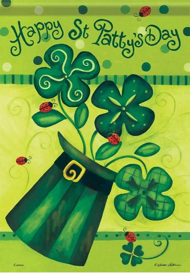 Shamrock Ladybug Garden Flag