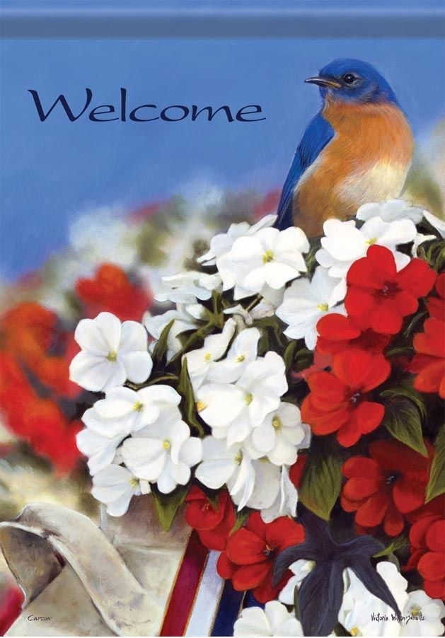 Patriotic Bluebird House Flag