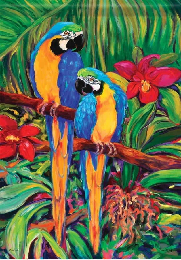 Rainforest Parrots Garden Flag
