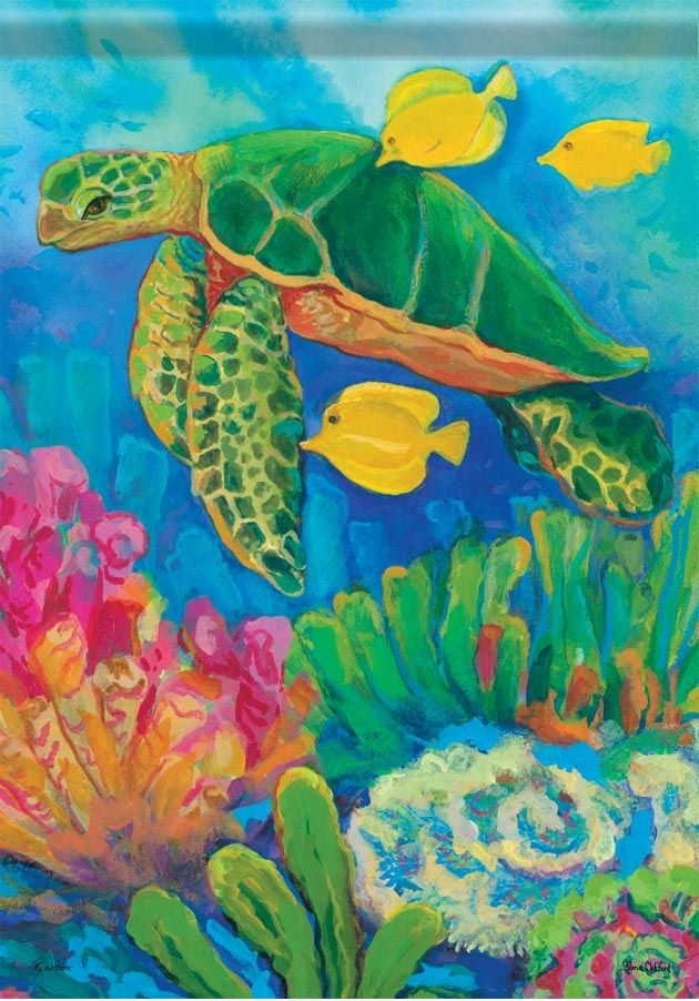 Sea Turtle Coral Garden Flag