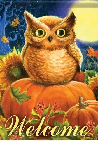 Pumpkin Owl Garden Flag