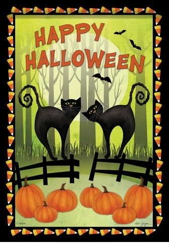 Halloween Cats House Flag