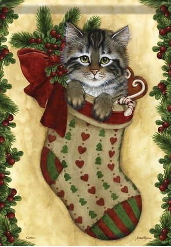Kitten Stocking House Flag