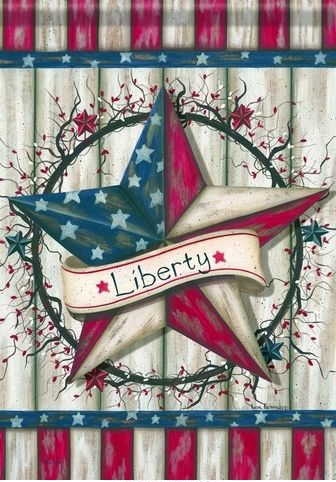 Patriotic Barn Star House Flag
