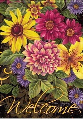 Fall Dahlias & Daisies Garden Flag