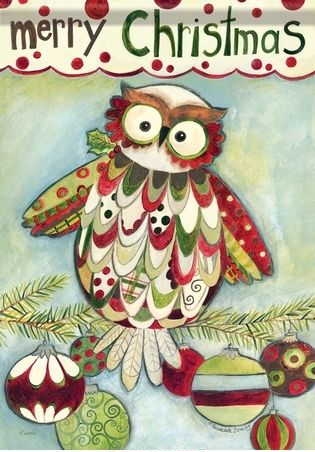 Christmas Owl House Flag